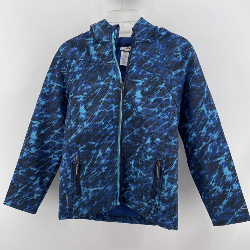 Champion Venture Dry Jacket Youth Boys Large 12-14 Blue Zip Up Hooded Lined Coat